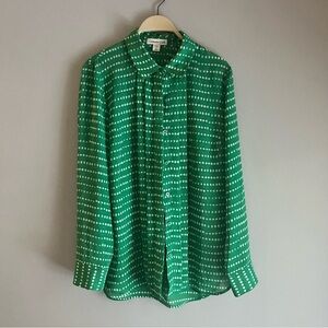 Coldwater Creek Women’s Medium Green Casual Office Secretary Blouse Butt…